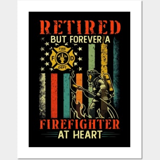 Retired But Forever A Firefighter At Heart Retro Vintage Posters and Art